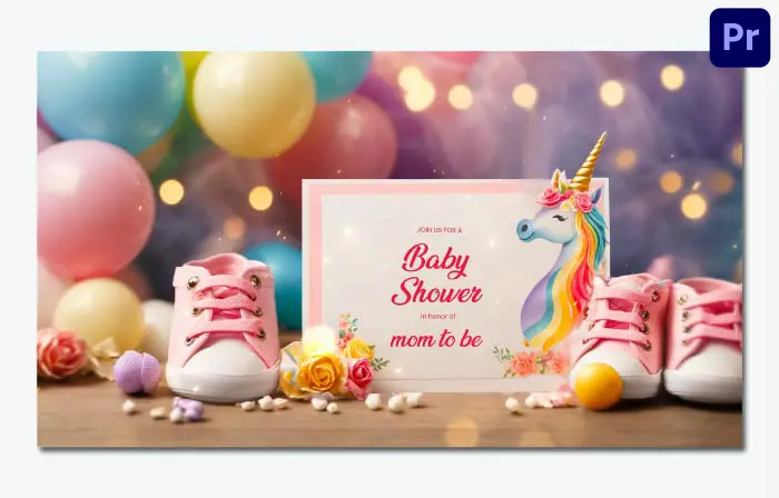 Lively Baby Shower Colorful Celebration Card 3D Slideshow